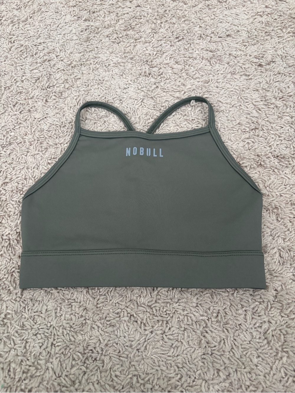 NOBULL Olive Green High-Neck Adjustable Strap Sports Bra
